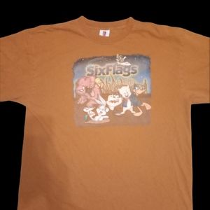 Vintage 90s six flags shirt with looney tunes